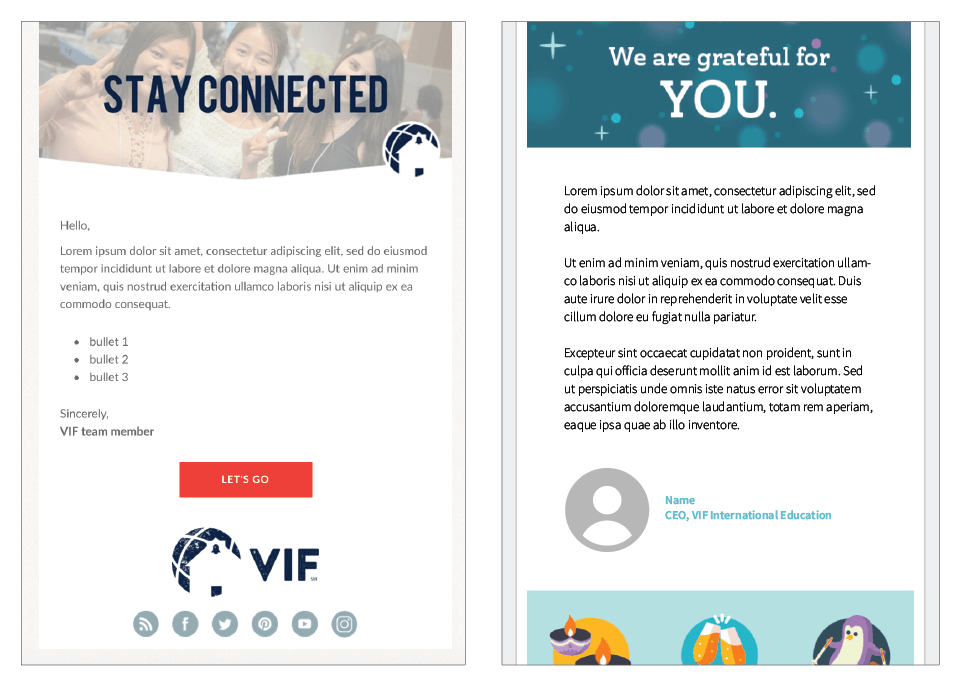 old vif email designs