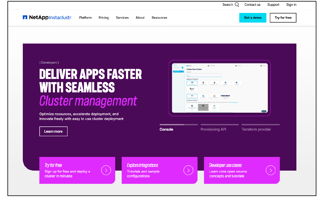 instaclustr console tabs