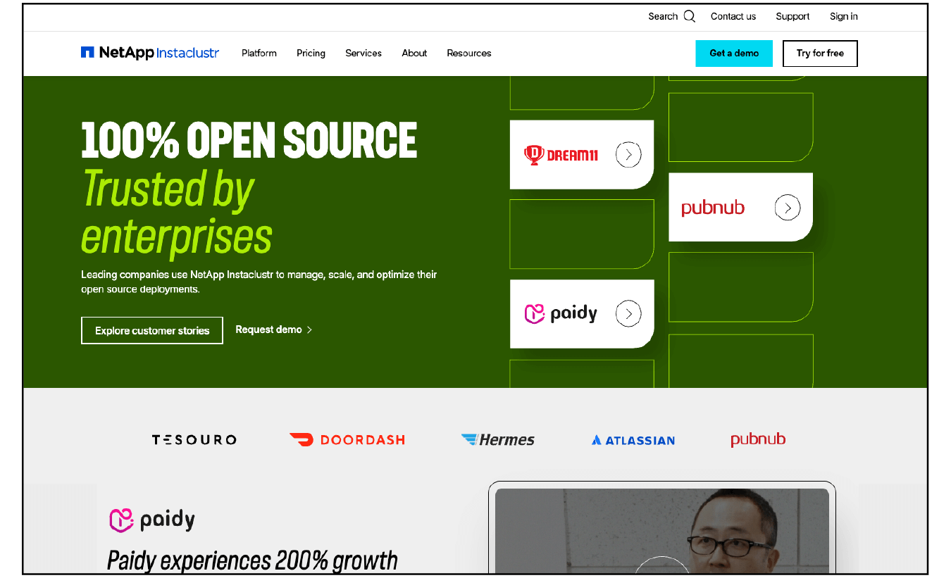instaclustr customers page