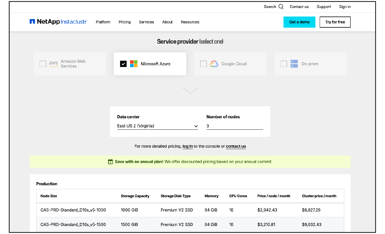 instaclustr new pricing page