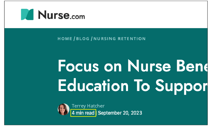read time on nurse blog