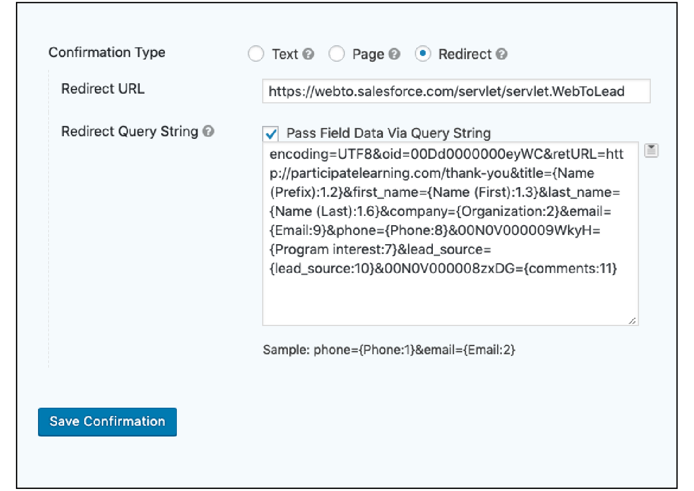 salesforce web hook string