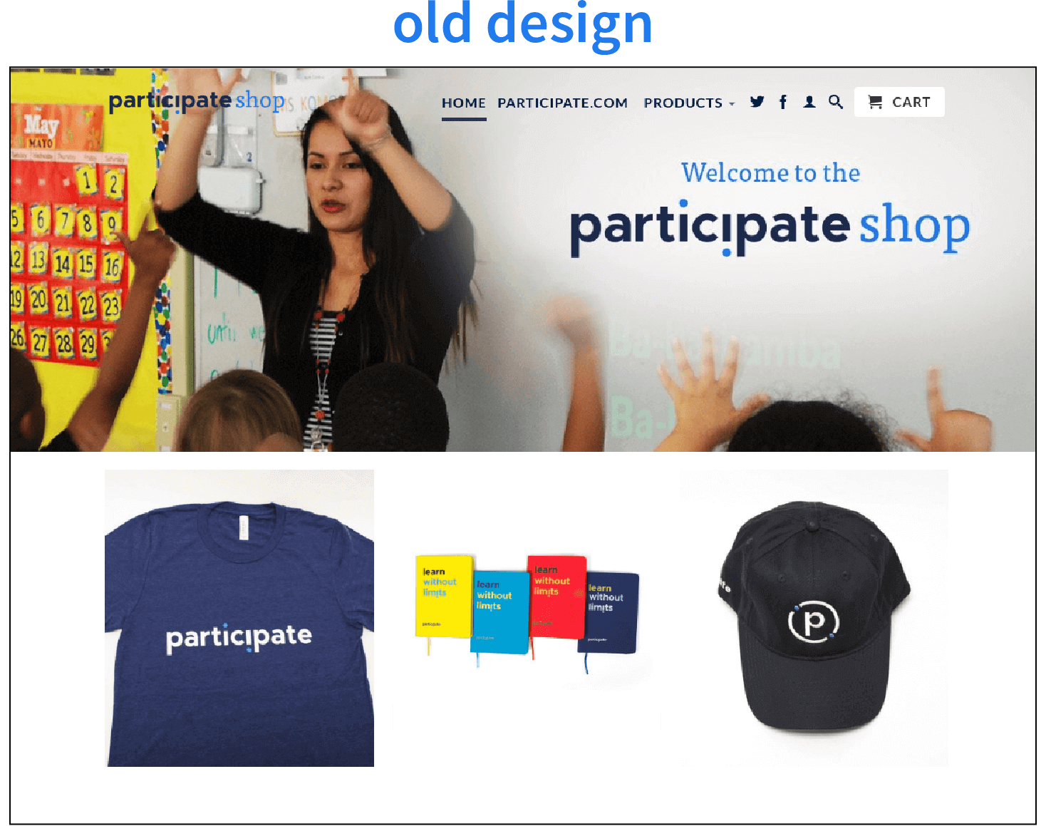 old shopify layout